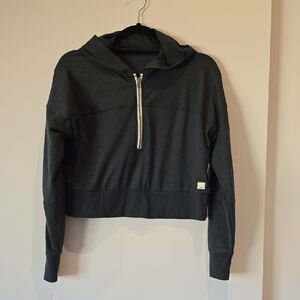 Vuori Charcoal Half-Zip Cropped Hoodie